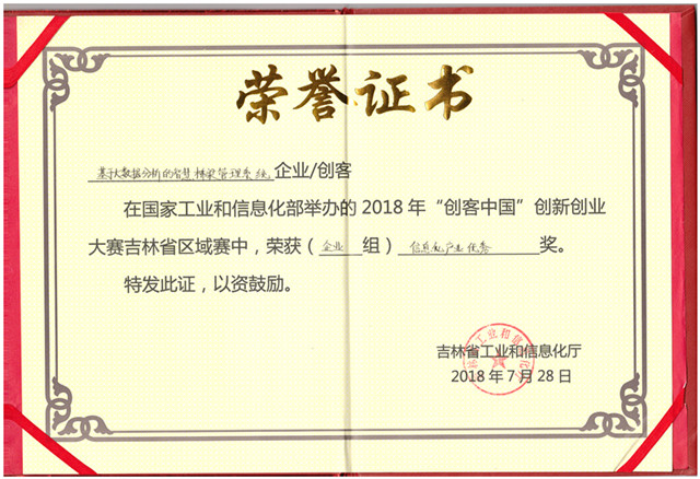 信息化产业优秀企业证书